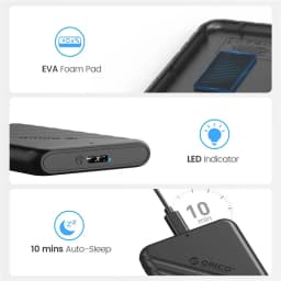 ORICO 2.5" Hard Drive Enclosure 2.5 Inch HDD Case USB Type C SATA 5Gbps for SSD HDD 9.5 7mm External Hard Drive Disk Case for Pc