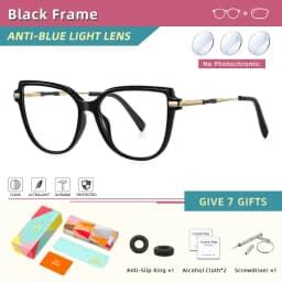 CLLOIO TR90 Women Anti blue Blocking Reading Eyeglass Fashion Oversize Cat Eye Frame Photochromic Prescription Optical Glasse
