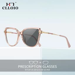CLLOIO TR90 Women Anti blue Blocking Reading Eyeglass Fashion Oversize Cat Eye Frame Photochromic Prescription Optical Glasse
