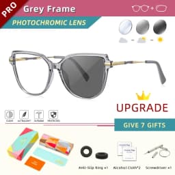 CLLOIO TR90 Women Anti blue Blocking Reading Eyeglass Fashion Oversize Cat Eye Frame Photochromic Prescription Optical Glasse