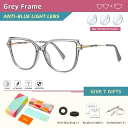 CLLOIO TR90 Women Anti blue Blocking Reading Eyeglass Fashion Oversize Cat Eye Frame Photochromic Prescription Optical Glasse