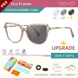 CLLOIO TR90 Women Anti blue Blocking Reading Eyeglass Fashion Oversize Cat Eye Frame Photochromic Prescription Optical Glasse