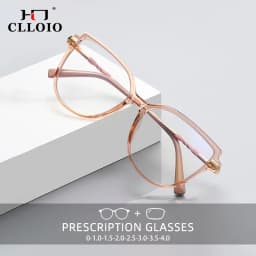 CLLOIO TR90 Women Anti blue Blocking Reading Eyeglass Fashion Oversize Cat Eye Frame Photochromic Prescription Optical Glasse