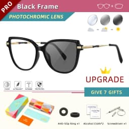 CLLOIO TR90 Women Anti blue Blocking Reading Eyeglass Fashion Oversize Cat Eye Frame Photochromic Prescription Optical Glasse