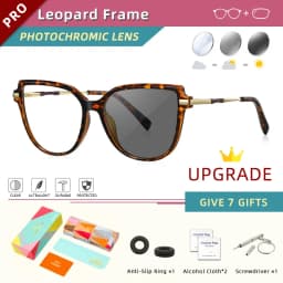 CLLOIO TR90 Women Anti blue Blocking Reading Eyeglass Fashion Oversize Cat Eye Frame Photochromic Prescription Optical Glasse
