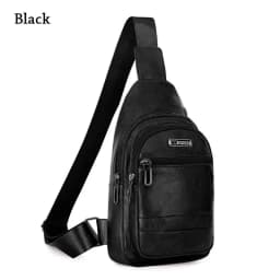 Fashion Men Bags Leather Chest Shoulder Crossbody Bag Zipper Pack Sling Shoulder Bag Outdoor Travel Bags