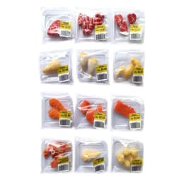 New Miniature Supermarket food simulation beefsteak salmon Bacon beef roll for Doll House Mini Kitchen Birthday/Christmas gifts
