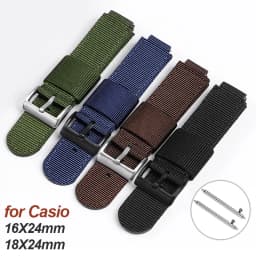 16mm 18mm Nylon Strap for Casio AE-1200 1300 F-108 SGW-300/400/500 W-800H Canvas Watch Band Quick Release Men's Accessories Belt