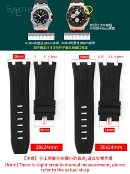 Durable Waterproof Sweat-Proof Comfortable Rubber Silicone WatchStrap for Ap Aibi Royal Oak 15703 Offshore Series 28mm Watchband