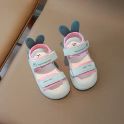Children's Sandals 2-12 Years Old Cartoon Greenish Pink Soft Boys Girls Beach Shoes Casual Non-slip Kids Baby Sports Sandals