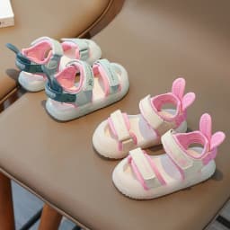 Children's Sandals 2-12 Years Old Cartoon Greenish Pink Soft Boys Girls Beach Shoes Casual Non-slip Kids Baby Sports Sandals