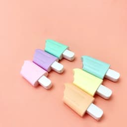 6 Pcs/Lot Cute Cartoon Highlighters School Office Stationery Students Drawing Supplies Kawaii Ice Cream Mini Paint Marker Pen