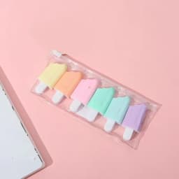 6 Pcs/Lot Cute Cartoon Highlighters School Office Stationery Students Drawing Supplies Kawaii Ice Cream Mini Paint Marker Pen