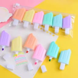 6 Pcs/Lot Cute Cartoon Highlighters School Office Stationery Students Drawing Supplies Kawaii Ice Cream Mini Paint Marker Pen
