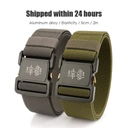 VATLTY 5cm / 2in Elastic Belt for Men Aluminum Buckle Lightweight Wide Belt Military Tactical Belt Grey Casual Girdle Male