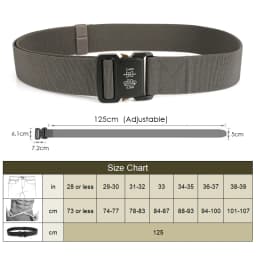 VATLTY 5cm / 2in Elastic Belt for Men Aluminum Buckle Lightweight Wide Belt Military Tactical Belt Grey Casual Girdle Male