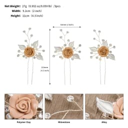 3Pcs/set Crystal Pearl Hairpins for Women Wedding Party Bag Hat Accessories Hair Sticks Girls Holiday Gifts Jewelry Headpieces