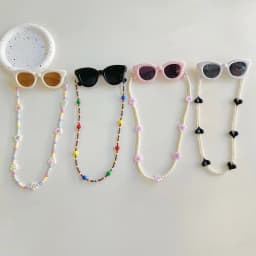 2Pcs/Set Spring Summer Kids Cat Eye Sunglasses Kawaii Fashion Sunscreen Eyeglasses with Eyeglass Chains Outdoor Children Eyewear