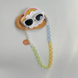 2Pcs/Set Spring Summer Kids Cat Eye Sunglasses Kawaii Fashion Sunscreen Eyeglasses with Eyeglass Chains Outdoor Children Eyewear
