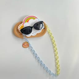 2Pcs/Set Spring Summer Kids Cat Eye Sunglasses Kawaii Fashion Sunscreen Eyeglasses with Eyeglass Chains Outdoor Children Eyewear