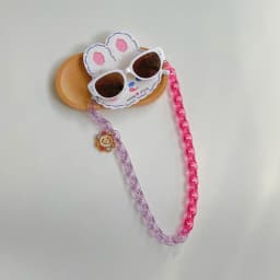 2Pcs/Set Spring Summer Kids Cat Eye Sunglasses Kawaii Fashion Sunscreen Eyeglasses with Eyeglass Chains Outdoor Children Eyewear