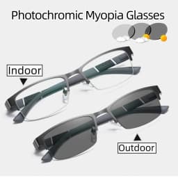 Popular Color Changing Photochromic Glasses for Men Women Business Near Sighted Eyeglasses Unisex Vintage Half Frame Myopia