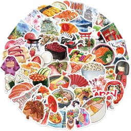 64pcs Watercolor Japan Travel Cartoon Graffiti Sticker DIY Phone Guitar Laptop Notebook Suitcase Cup Waterproof Sticker Kids Toy