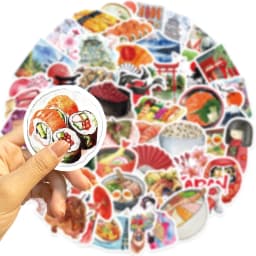 64pcs Watercolor Japan Travel Cartoon Graffiti Sticker DIY Phone Guitar Laptop Notebook Suitcase Cup Waterproof Sticker Kids Toy