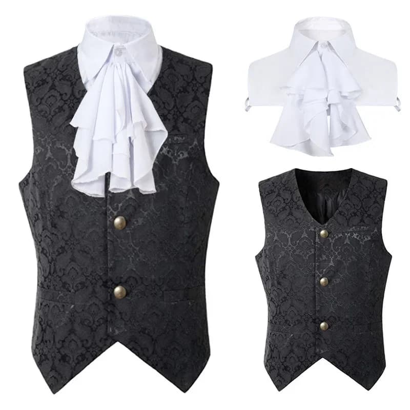 2024 Vest Men Renaissance Steampunk Coat Gothic Jacquard Waistcoat Single Breasted Business Formal Dress Vest for Suit