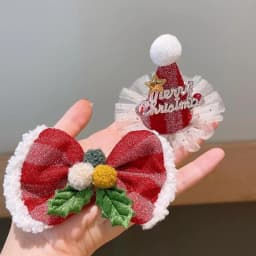 Creative Christmas Hair Clips for Children Cute Red Bowknot Christmas Hat Hairpins Girl Hair Accessories