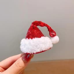 Creative Christmas Hair Clips for Children Cute Red Bowknot Christmas Hat Hairpins Girl Hair Accessories