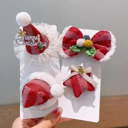 Creative Christmas Hair Clips for Children Cute Red Bowknot Christmas Hat Hairpins Girl Hair Accessories