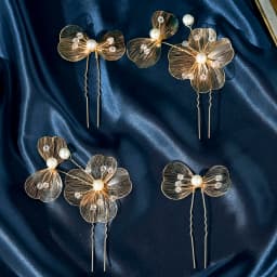Bridal Wedding U-shaped Metal Flower Hair Comb Forks Gold Color for Women Handmade Hairpin Headdress Bridesmaid Gifts