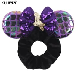 New Cute Mouse Ears Headwear Tie Hair Festival Sequin Women 3.6"Bow Elastic Headband Girl Party DIY Hair Accessories Gift