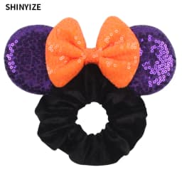 New Cute Mouse Ears Headwear Tie Hair Festival Sequin Women 3.6"Bow Elastic Headband Girl Party DIY Hair Accessories Gift