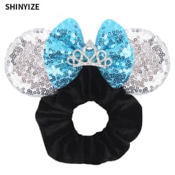 New Cute Mouse Ears Headwear Tie Hair Festival Sequin Women 3.6"Bow Elastic Headband Girl Party DIY Hair Accessories Gift