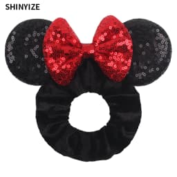 New Cute Mouse Ears Headwear Tie Hair Festival Sequin Women 3.6"Bow Elastic Headband Girl Party DIY Hair Accessories Gift