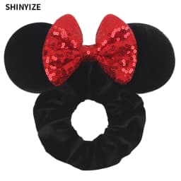 New Cute Mouse Ears Headwear Tie Hair Festival Sequin Women 3.6"Bow Elastic Headband Girl Party DIY Hair Accessories Gift