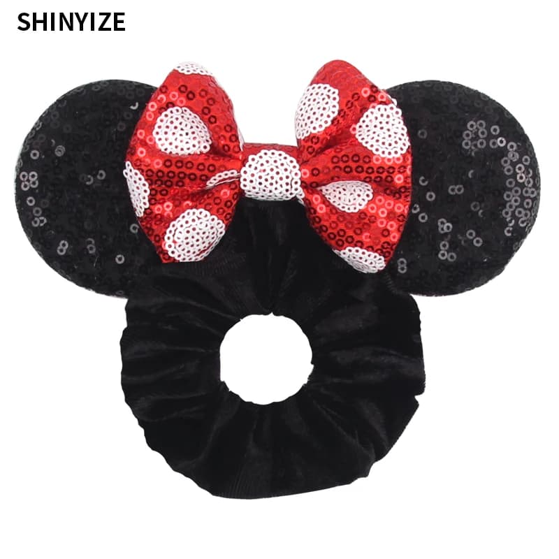 New Cute Mouse Ears Headwear Tie Hair Festival Sequin Women 3.6"Bow Elastic Headband Girl Party DIY Hair Accessories Gift