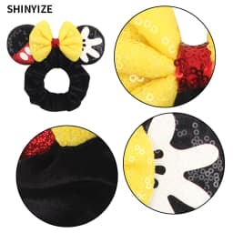 New Cute Mouse Ears Headwear Tie Hair Festival Sequin Women 3.6"Bow Elastic Headband Girl Party DIY Hair Accessories Gift
