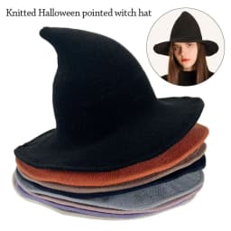 Fashion Vintage Witch Hat Party Halloween Wool Knit Hat Portable Festival Decoration for Women