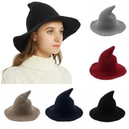 Fashion Vintage Witch Hat Party Halloween Wool Knit Hat Portable Festival Decoration for Women