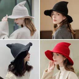 Fashion Vintage Witch Hat Party Halloween Wool Knit Hat Portable Festival Decoration for Women