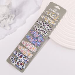 10Pcs/set 2.2'' Printed Embroidery Waterdrop Shape Hair Clips For Cute Girls BB Hairpin Barrettes Headwear Kids Hair Accessories