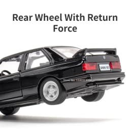 1:36 BMW M3 1987 Alloy Car Model Diecast Toy Rubber Tires Wheel Pull Back Vehicles 2 Doors Opened Cars for Boys Birthday Gifts