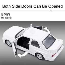 1:36 BMW M3 1987 Alloy Car Model Diecast Toy Rubber Tires Wheel Pull Back Vehicles 2 Doors Opened Cars for Boys Birthday Gifts