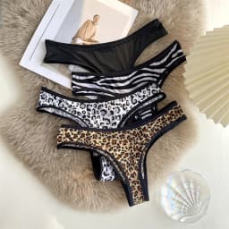 Leopard-print Thong Women Sexy Panties Low Waist Ice Silk Female Briefs Seamless Cotton G-string Women’s Underwear Sxy Lingerie