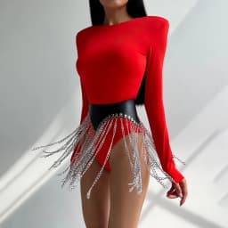 Women Gothic Tassel Chain Decor Waist Belt Adjustable Punk Street Style Casual Outfit Layering Accessory