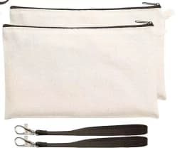 8.3'×5.1' Canvas Zipper Bag Reusable Pouch Blank DIY Craft Canvas Bag Bulk for Painting Cosmetic Bag Makeup 10 Pack