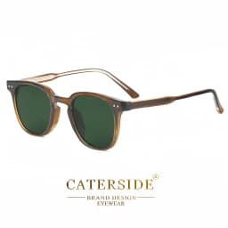 CATERSIDE Round Retro Sunglasses Men's Punk Fashion Brand Design Sun Glasses Women Travel Outdoor UV400 Shades Propionic Temple